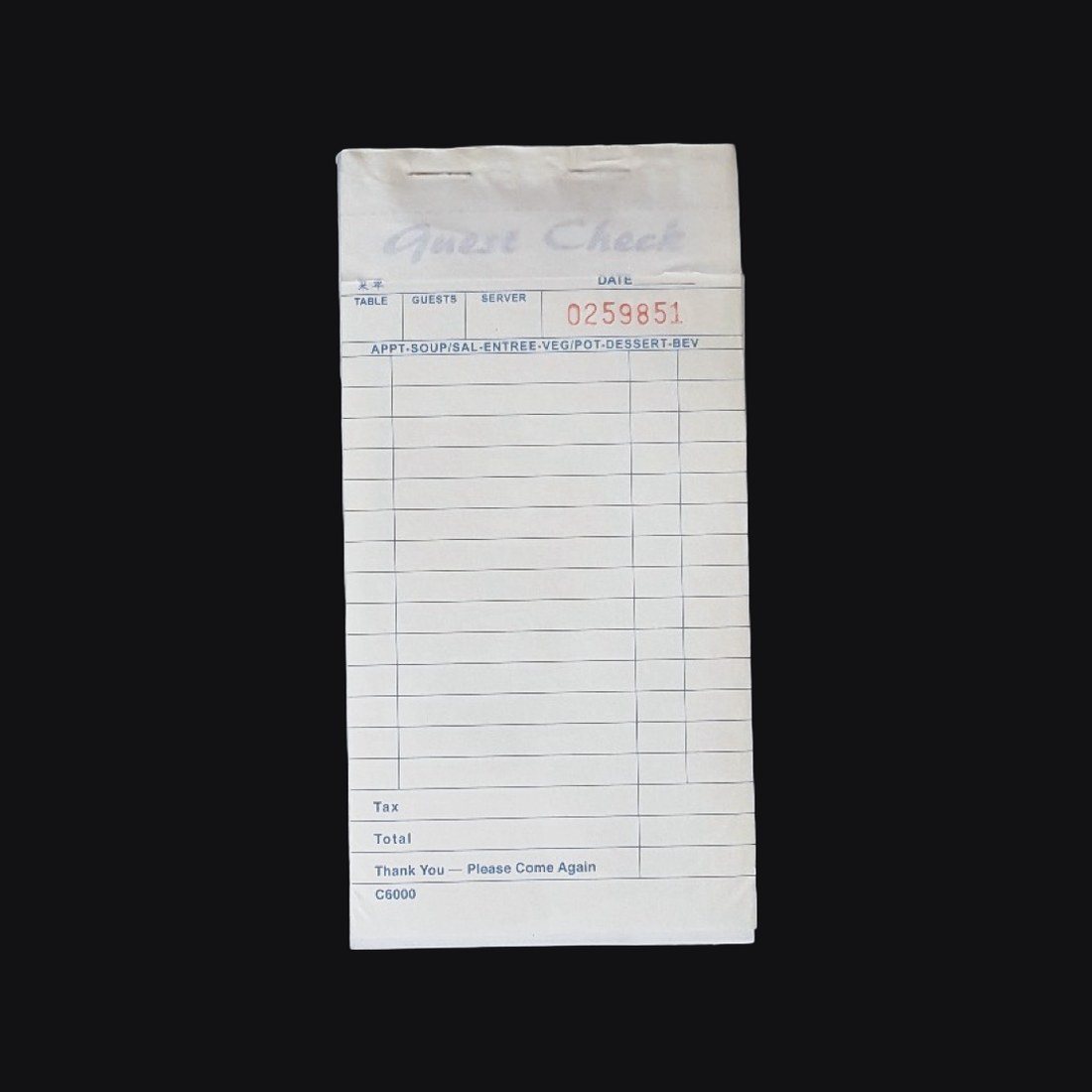 Guest Check Pads, 2-Ply