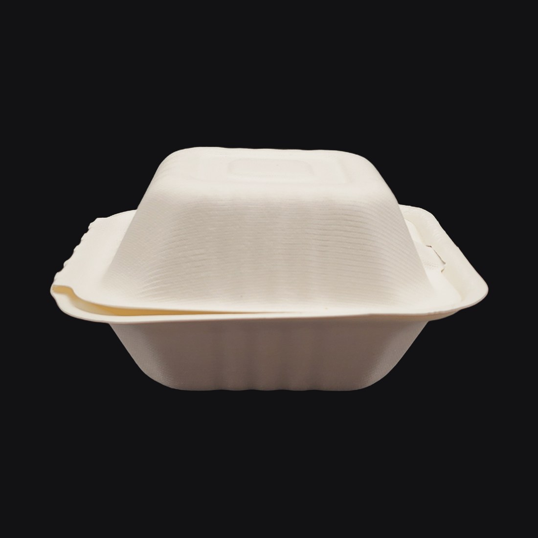 Hinged Clamshell 6"x6"x3", 1-Compartment, Natural Fiber