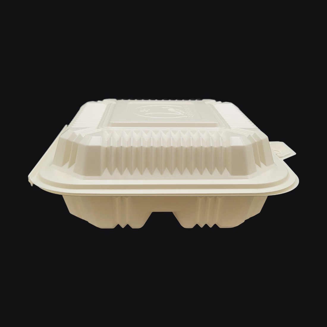 Hinged Clamshell 8"x8"x3", 3-Compartment, White PP