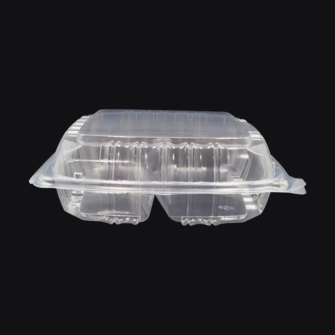 Hinged Clamshell 9"x9", 3-Compartment, Clear
