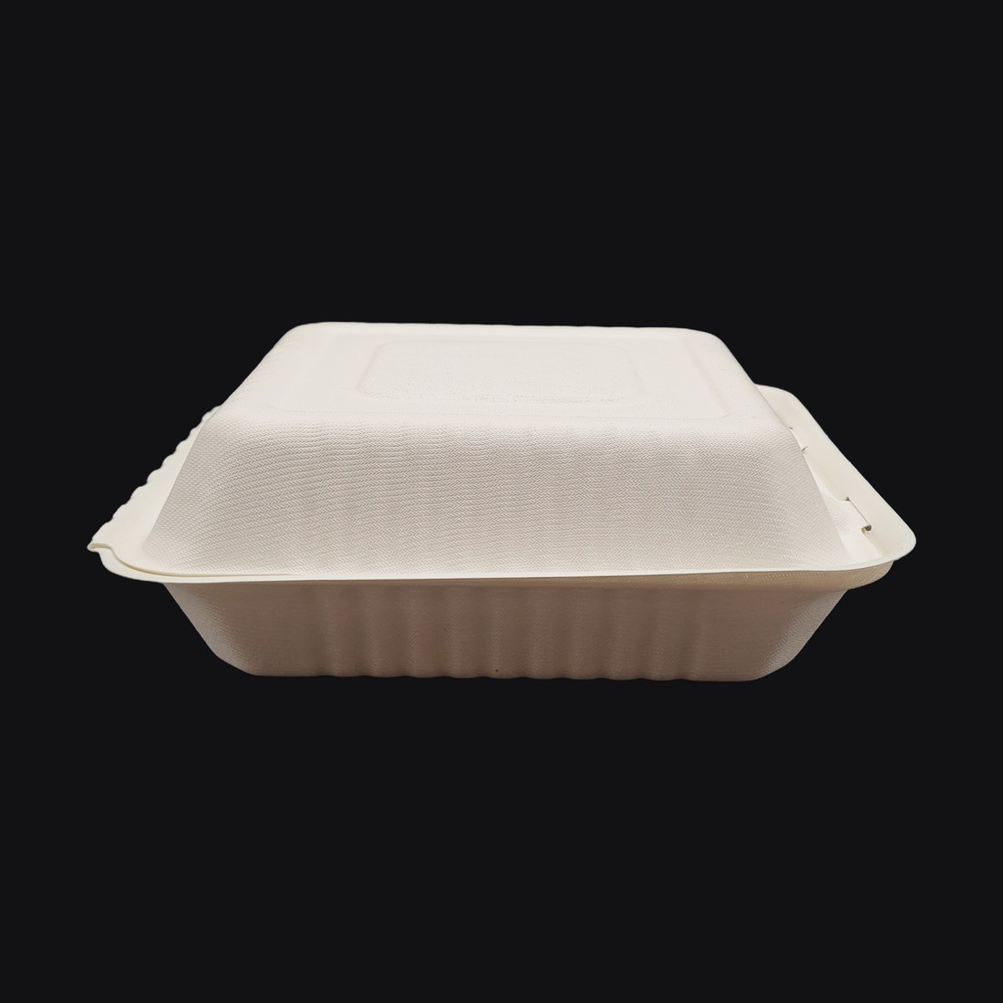 Hinged Clamshell 9"x9"x2.25", 1-Compartment, Natural Fiber