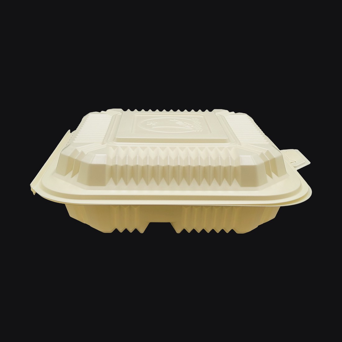 Hinged Clamshell 8"x8"x2.25", 3-Compartment, White PP