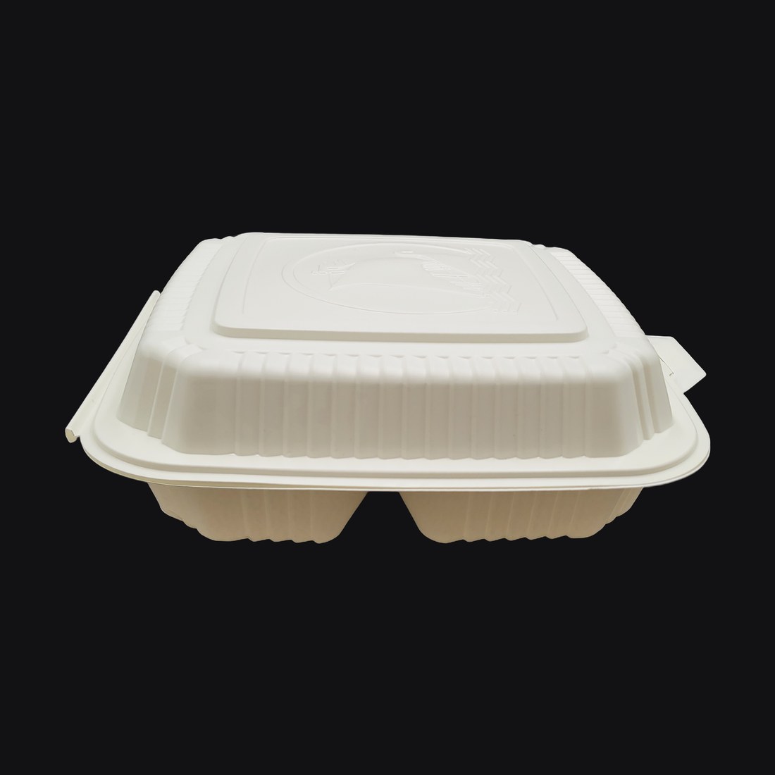 Hinged Clamshell 9"x9"x3", 3-Compartment, White PP